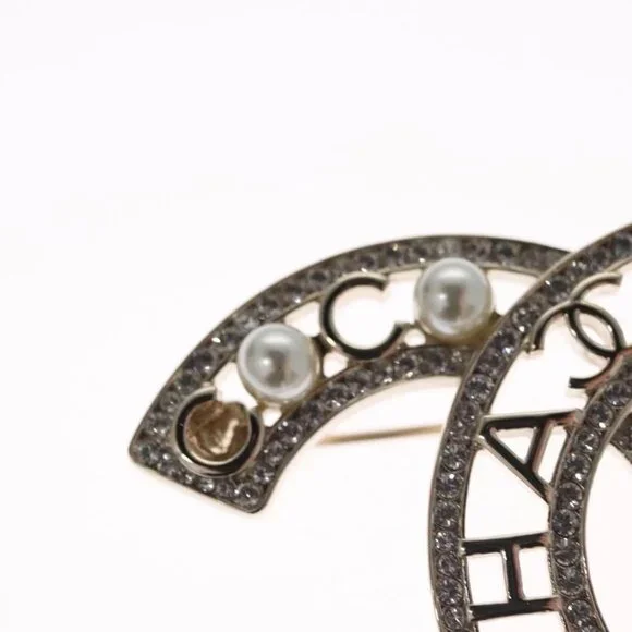 CHANEL COCO Mark Brooch Metal Silver CC Auth bs23017 - Picture 3 of 15